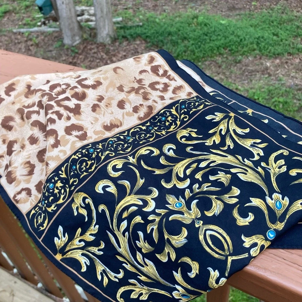 Gold, black and brown scarf